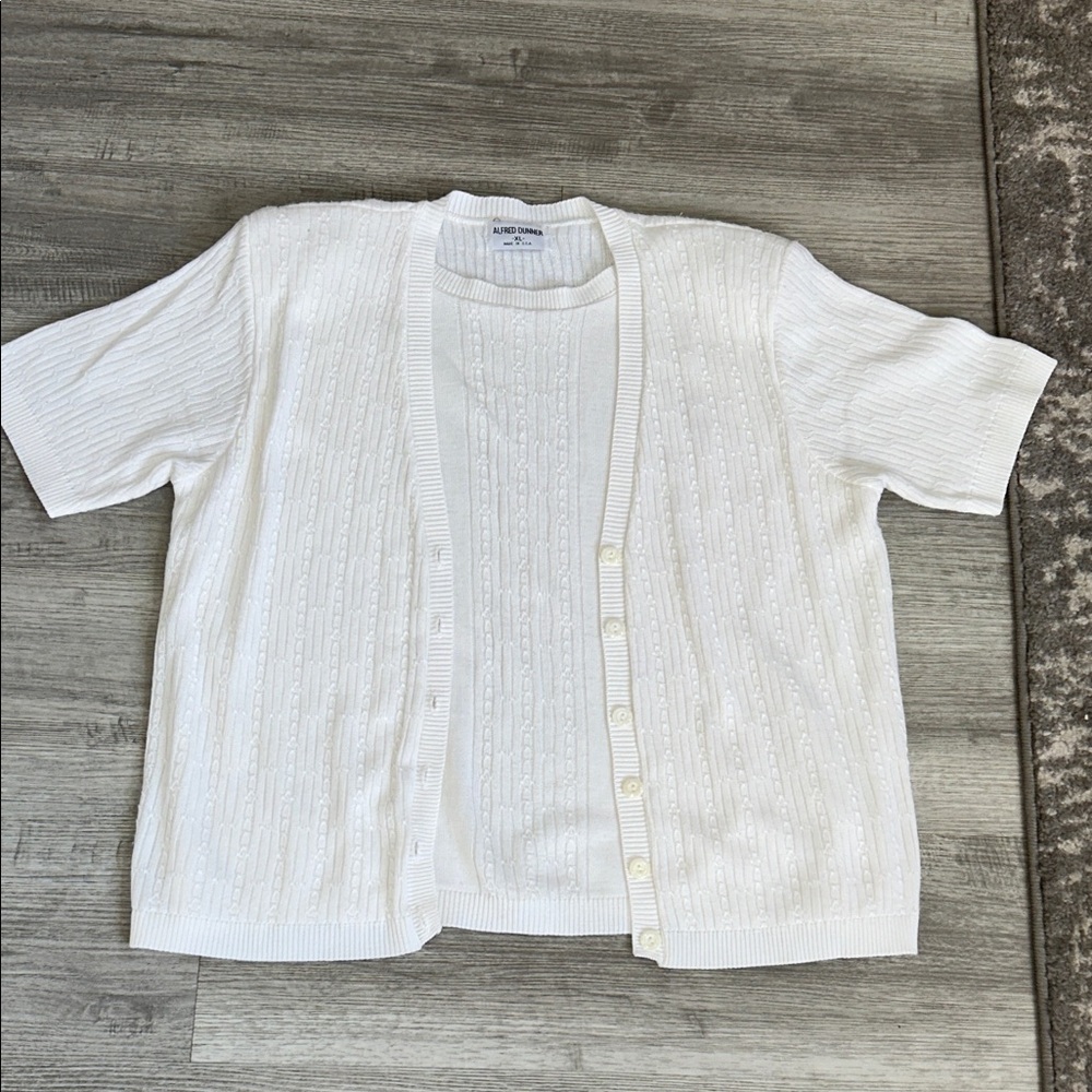 Alfred Dunner White Textured Blouse